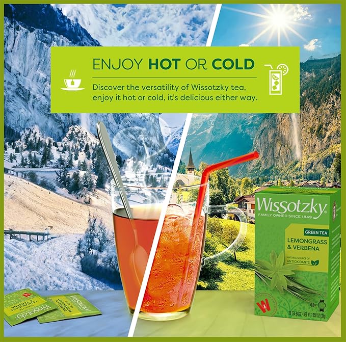 Wissotzky Lemongrass &amp Verbena Green Tea (6 Pack - 120 Tea Bags) | Soothing Aroma | Antioxidant Rich | Refreshing Green Tea Bags