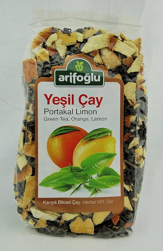 Arifoglu Natural and Pure Green Herbal Tea Series (With Orange and Lemon (Pack of 2))