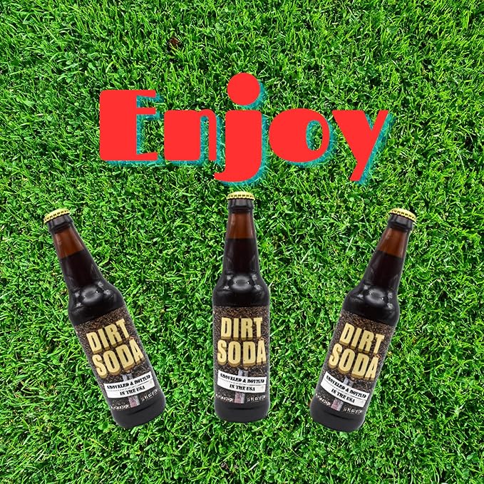 Generic Dirt Soda | 6 Pack of Unique Grass Flavored Soda Pop with Real Cane Sugar | 12 oz Glass Bottles in a 6 Pack with Crazy Soda Pop Bottle Opener