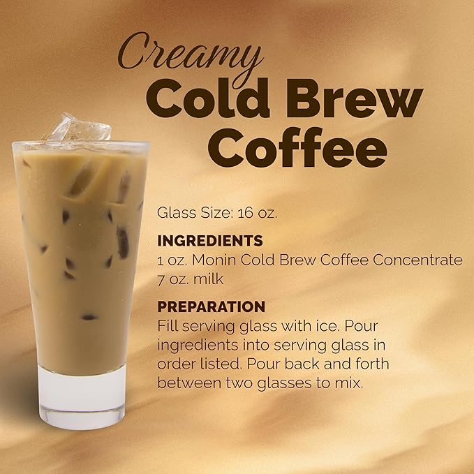 Monin - Premium Unsweetened Cold Brew Coffee Concentrate | Rich Espresso Flavor | Clean Label with No Artificial Flavors No Artificial Preservatives (BPA-Free Plastic Bottle 33.8 fl oz)