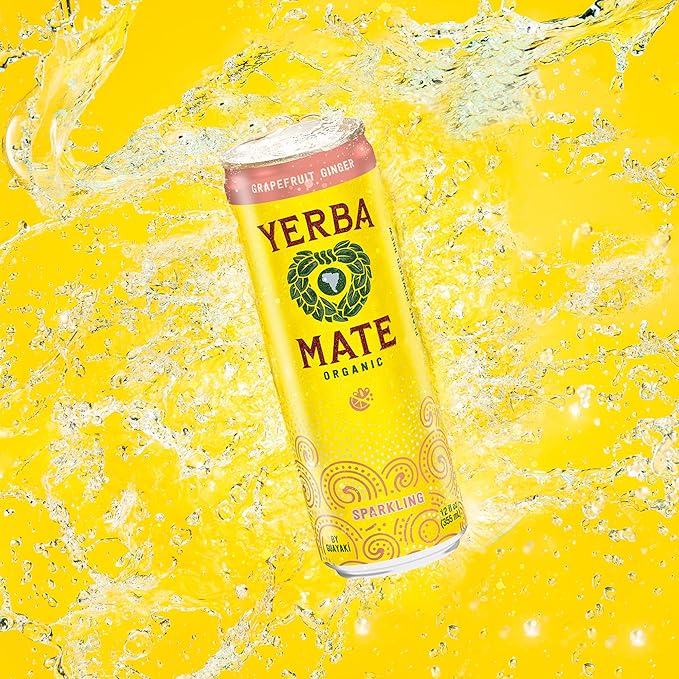 Yerba Madre Organic Yerba Mate Clean Energy Drink Alternative Bundle Grapefruit Ginger &amp Classic Gold Flavors 12 Oz (Pack of 24) 80mg Natural Caffeine Smooth Energy &amp Focus