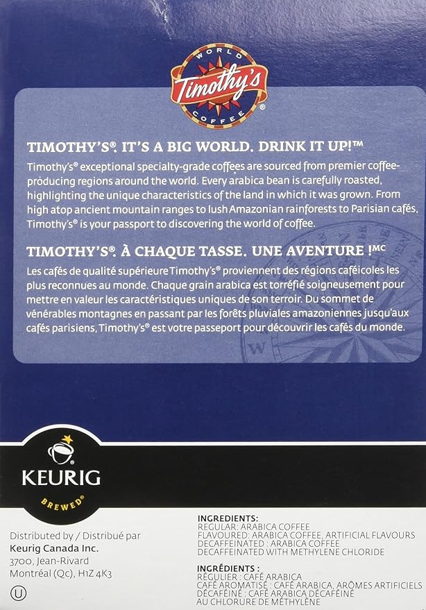 Timothy's World Coffee Parisian Nights K-Cup Portion Pack for Keurig K-Cup Brewers 24-Count (Pack of 2)