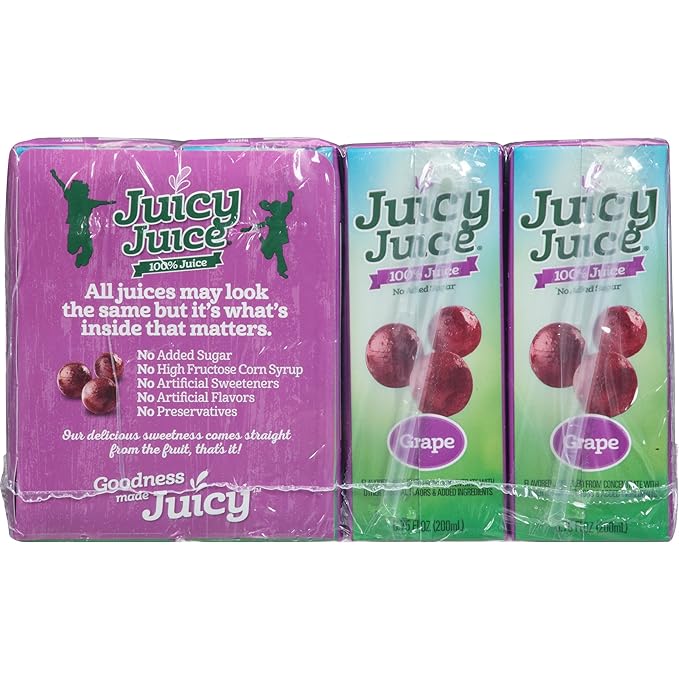 Juicy Juice Slim 8 Pack Grape 6.75 Ounce Boxes (Pack of 4)