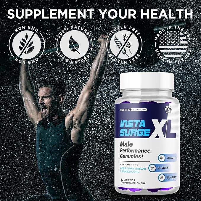 Insta Surge XL Gummies Official InstaSurge XL Gummys with All Natural Ingredients Insta SurgeXL Advanced Health Support Supplement Maximum Strength Active Lifestyle Multivitamin Gummys (60 Gummies)