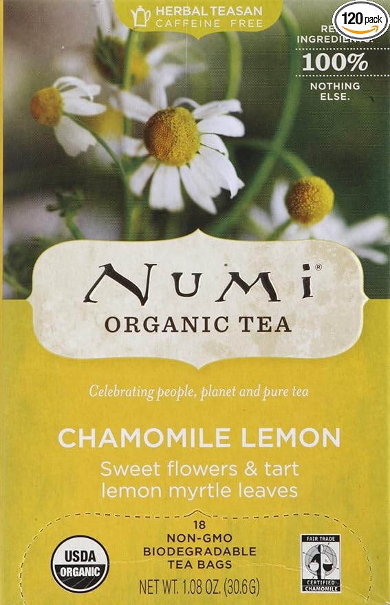 Numi Tea Herbal Tea - Chamomile Lemon - Caffeine Free - 18 Bags-pack of 12