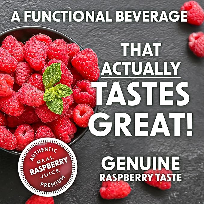 BING RAZ Energizing Juice Beverage – Raspberry (12oz/24pk) – Made with REAL Juice! Only 1g added Sugar Low Calorie 5 B-Vitamins &amp Ginseng 100mg Caffeine Vegan Gluten + Dairy Free. DELICIOUS