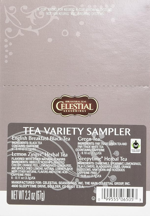 Celestial Seasonings Tea Sampler Keurig Single-Serve K-Cup Pods Variety Pack 22 Count