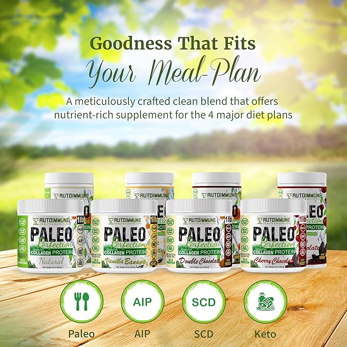 Paleo Perfection Vanilla Banana Grass Fed Beef Collagen Protein Powder with Stevia - Paleo Keto SCD AIP Protein Powder with Apple Fiber Carrot &amp Broccoli - 300g Protein Powder &amp Superfood