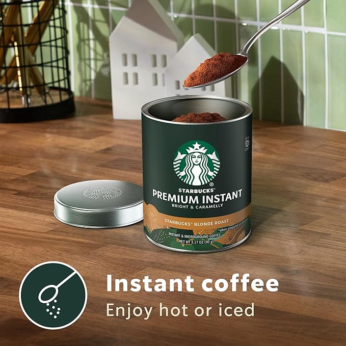 Starbucks Premium Instant Coffee Starbucks Blonde Roast Coffee Arabica Beans Three 3.17 oz Tins