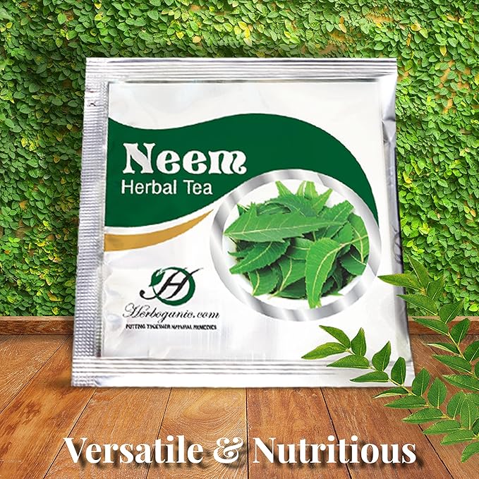 HERBOGANIC Neem Herbal Tea - Digestion Support and Immune Boost | Refreshing and Delicious Blend | Natural Ingredients | 60 Tea Bags