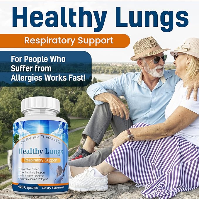 Healthy Lungs 120 Capsules - Improve Lung Function Breathe Better Stop Mucus Phlegm and Allergies Quickly. Get Relief Fast with Healthy Lungs an All Natural Lung Health Supplement