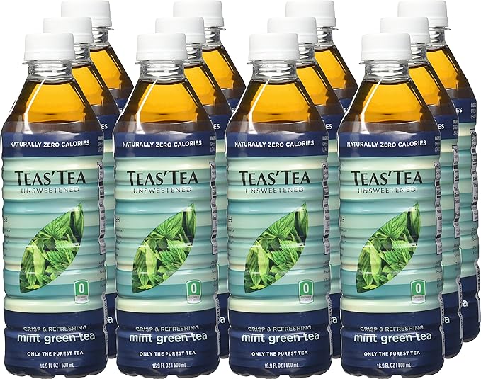 Teas' Tea Unsweetened Mint Green 16.9 Ounce (Pack Of 12)