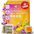 FreshDrinkUS Premium Dandelion Milk Thistle Herbal Tea | 135 Tea Bags | Herbal Blend with Dandelion Root &amp Milk Thistle Seed – Clean Plant-Based Daily Tea Naturally Caffeine Free. Sugar Free. Ve