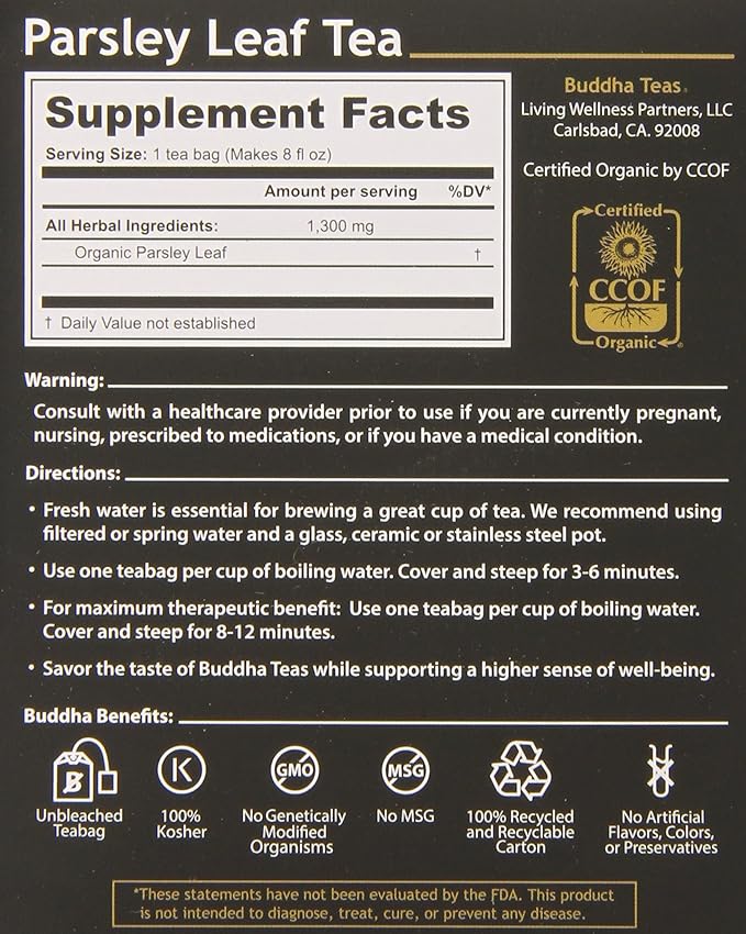 Buddha Teas Parsley Leaf Tea 18 Count (Pack of 6)