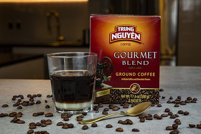 Trung Nguyen — Gourmet Blend — Roasted Ground Coffee Blend — Strong and Bold — Robusta Arabica Excelsa &amp Catimor — Notes of Chocolate Spices &amp Fruit — Vietnamese Coffee 17.6oz (Pack of 3)