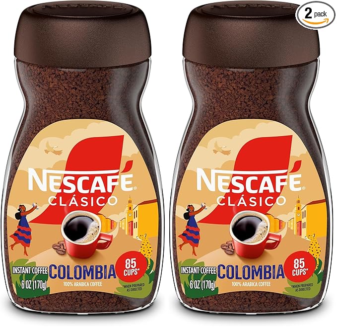 Nescafé Clásico Coffee Medium Roast Instant | Colombia | 6 oz Jar | Pack of 2