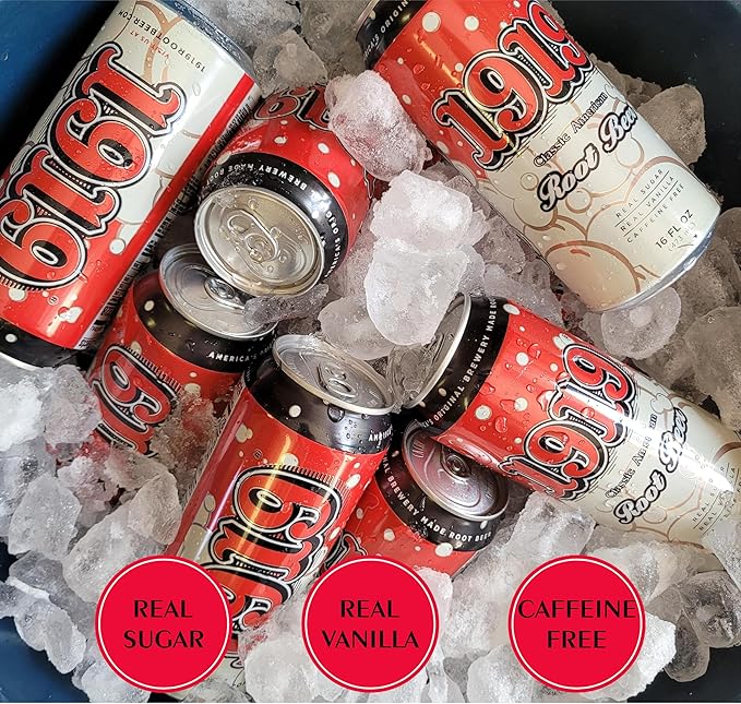 1919 Draft Root Beer 16oz Can Real Sugar Real Vanilla Classic American Root Beer 12-Pack