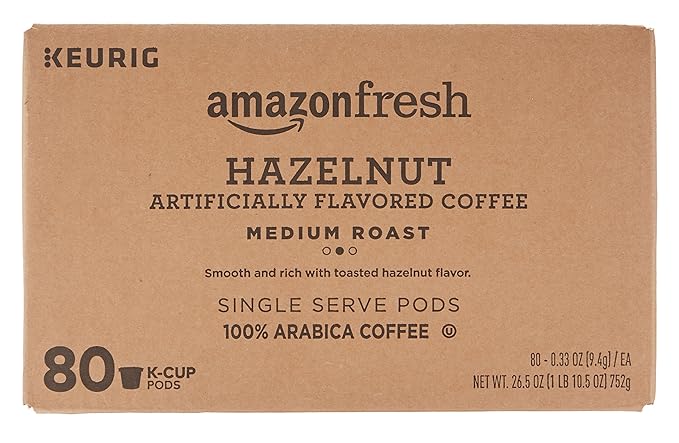 AmazonFresh 80 Ct. K-Cups Hazelnut Flavored Medium Roast Keurig K-Cup Brewer Compatible