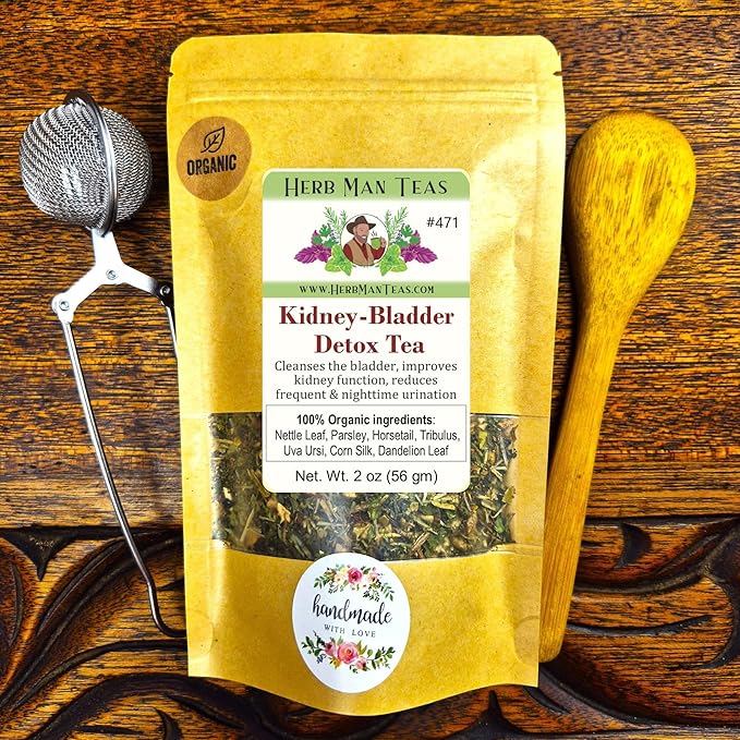 KIDNEY-BLADDER DETOX TEA to reduce swelling &amp nighttime urination - formulated by master herbalist Khabir - 100% Organic Non-GMO No Additives