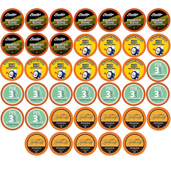 Two Rivers Coffee Light Roast Coffee Pods Compatible with K Cup Brewers Including 2.0 Assorted Variety Sampler Pack 40 Count