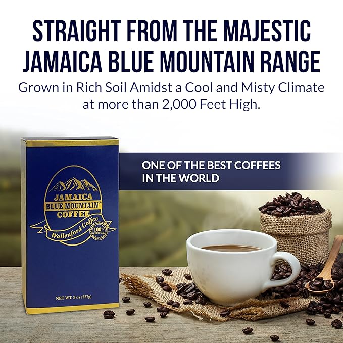 Aroma Ridge Jamaica Blue Mountain® Coffee Whole Bean 8oz Gift Box - Medium Roast Fresh Roasted in USA - 100% Pure and Authentic Jamaican Gourmet Coffee with a Smooth Milk Chocolate Finish | Grade 01