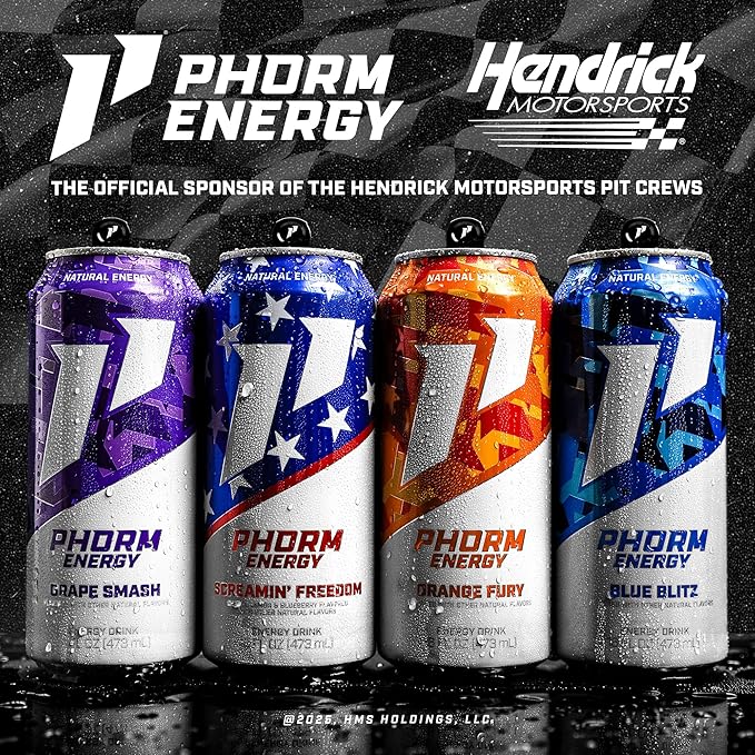 Phorm Energy Drink Screamin’ Freedom Rocket Pop Flavor Sugar Free 200 mg Natural Caffeine From Green Tea Electrolytes and Vitamin B12 Gluten Free Vegan 16 FL Oz Pack of 12