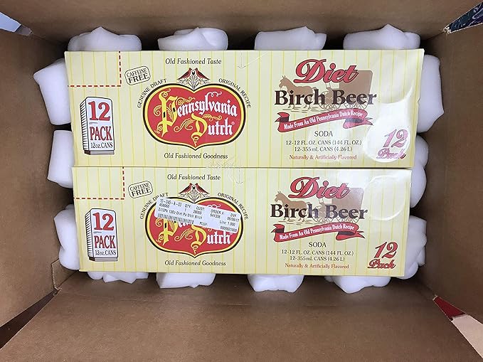 AmishTastes PA Dutch Diet Birch Beer Protected With High-Density Foam Favorite Amish Drink 12 Oz. (Case of 24)