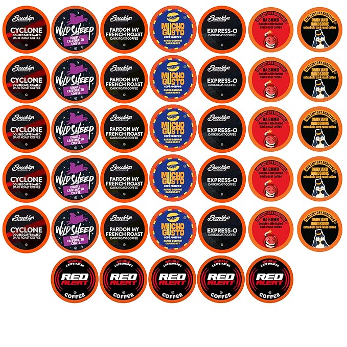 Best of the Best Pods Variety Pack for Keurig K Cup Brewers - Strong and Regular Coffee Lovers Great Gift - 5 Cups of Each High Caffeine Coffee 40 Count