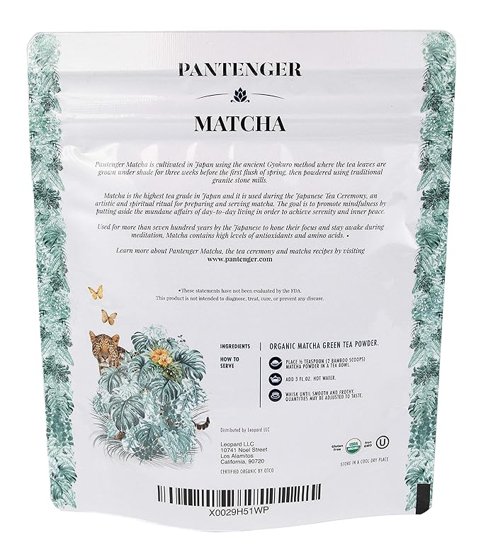 Organic Ceremonial Grade Matcha | Emerald Green Creamy &amp Sweet (for a matcha) | Japanese - First Harvest - Hand Picked - Stone Milled | By Pantenger