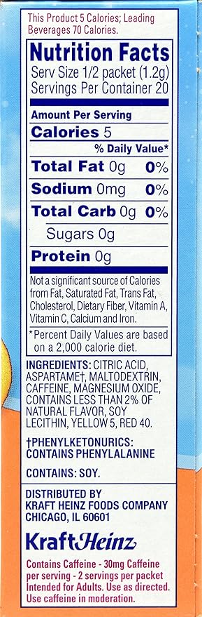 Crystal Light On The Go Peach Mango With Caffeine Drink Mix 10-Packet Box (Pack of 28)