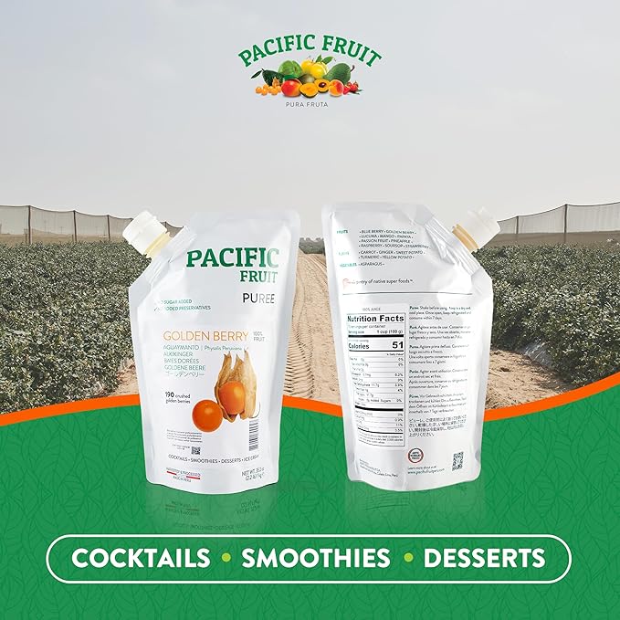 PACIFIC FRUIT - Goldenberry Juice - Physalis juice - Golden Berries Puree - 100% REAL GOLDENBERRY READY TO USE FOR YOUR BEVERAGES! - 100% FRUIT