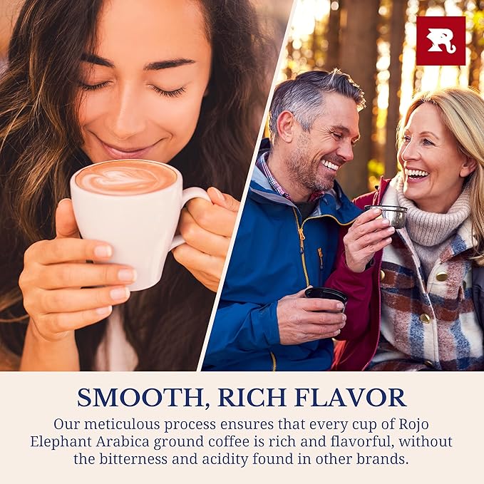 Rojo Elephant Handcrafted Ground Coffee 100% Arabica Beans 11 0z Bags Pack of 2 Trump's Triumph Washington Original Legacy Blend