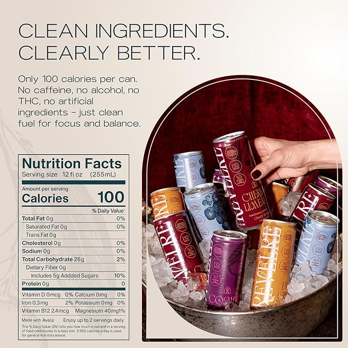 Revelre Functional Social Tonic with Ketones and Adaptogens - Mindful Blend for Focus and Calm - Ketones Magnesium B12 Reishi &amp Cordyceps Mushrooms - Non Alcoholic - Berries &amp Cream12 oz (