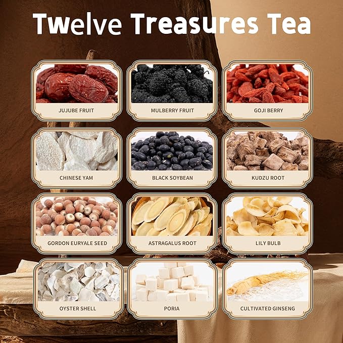 Kidney Tea Formula Ginseng Eight Treasure Tea - Natural Traditional Chinese Herbal Tea Cleanse Liver Support &amp Energy Boost Tea Bags For Men WomenEight precious Chinese herbal formulas(2 Pack/