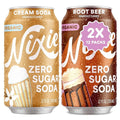 Nixie Organic Zero Sugar Soda Cream Soda &amp Root Beer 0 Sugar 0 Calories Healthy Soda Pop Non-GMO 12oz Cans (24 Pack)