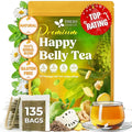 FreshDrinkUS Premium Happy Belly Tea | 135 Tea Bags | Herbal Tea Blend with Soursop Leaves Ginger Fennel Seed Lemon Balm Cinnamon Papaya Leaves &amp Rose Hip – Naturally Caffeine Free. Sugar Fr