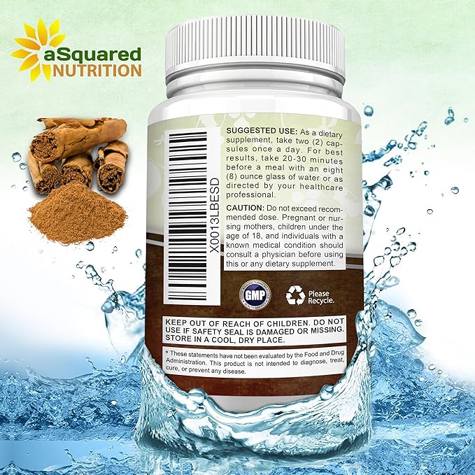 Natural Ceylon Cinnamon 1200mg - 120 Capsules True Cinnamon from Sri Lanka Extract Supplement Pills Promotes Heart Health
