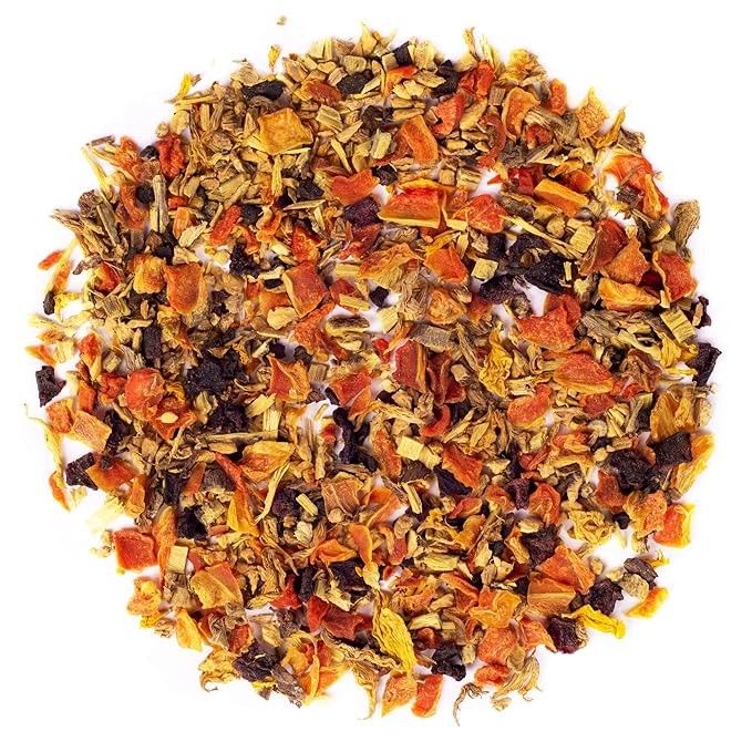 Pantenger Organic Ginger &amp Carrot Herbal Tea | Loose leaf. 3.5 Oz - 50 servings | Digestive Relaxing Stomach Ease Detox Cleanse Herbal Tea.