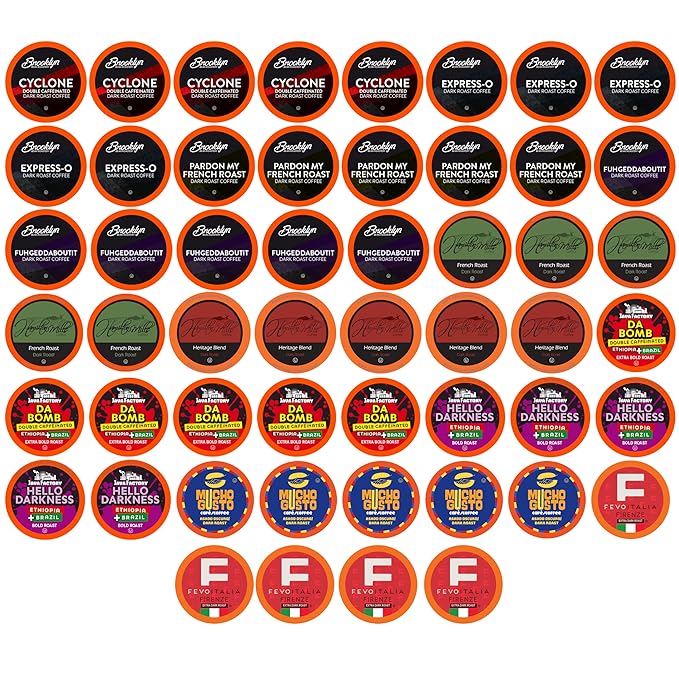 Two Rivers Coffee Dark Roast Coffee Pods Sampler Compatible with K Cup Brewers Including 2.0 Single Serve Variety Pack 52 Count