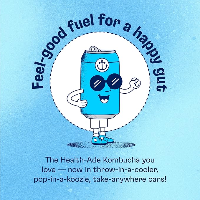 Health-Ade Ginger-Lemon Kombucha Organic Drink 12-Pack (11.5 Fl Oz Cans) - Fermented Tea with Probiotics Detoxifying Acids Supports Gut Health - Non-GMO Vegan Gluten-Free