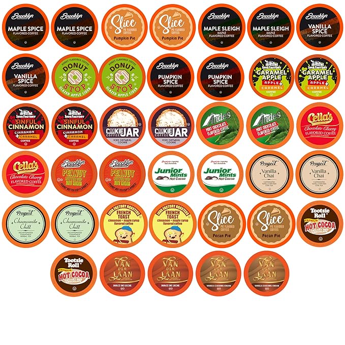 Two Rivers Coffee Single Serve Sampler Pack for Keurig K-Cup Brewers Assorted Fall Flavors(Coffee Cocoa Tea) 40 Count