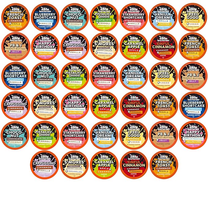 Java Factory Flavored Coffee Pods Assorted Sampler Variety Pack Compatible with K Cup Brewers Including 2.0 40 Count
