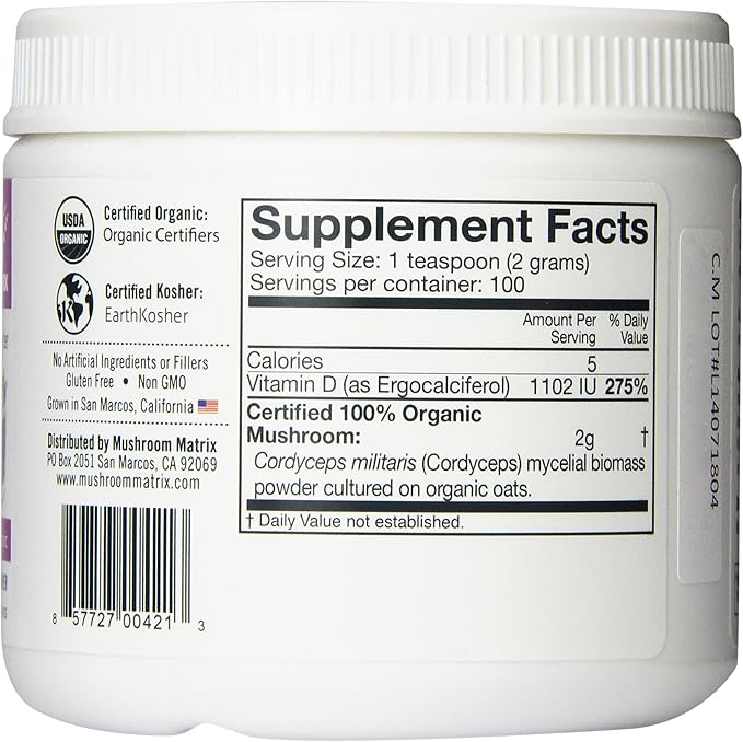 Om Organic Mushroom Superfood Powder Cordyceps 100 Servings Energy and Endurance Support Supplement 7.05 Ounce (Pack of 1)
