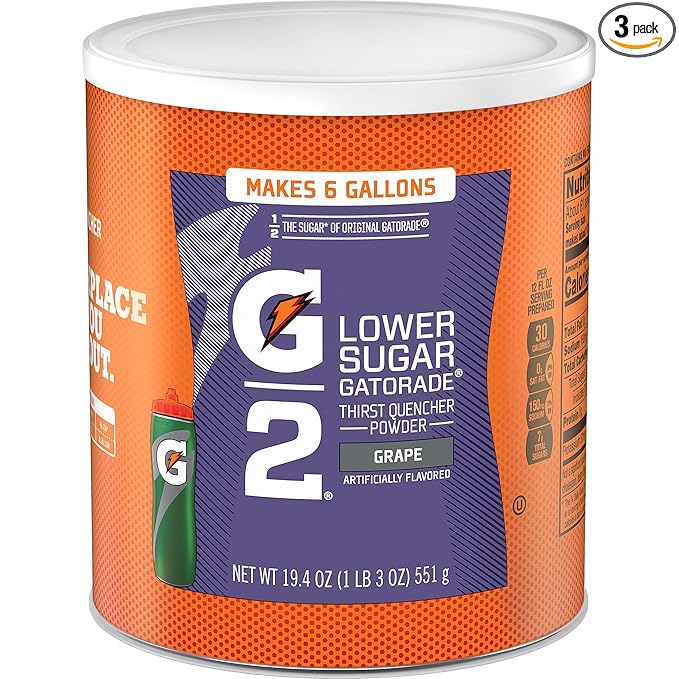 Gatorade Thirst Quencher Powder G2 Low Calorie Grape 19.4 Ounce (Pack of 3)