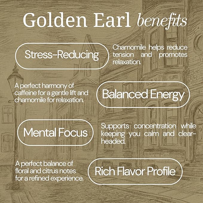 Golden Earl Herbal Tea by Mindful Moon – Earl Grey Blend with Chamomile &amp Natural Citrus Flavor – Caffeinated Loose Leaf Tea (Large)