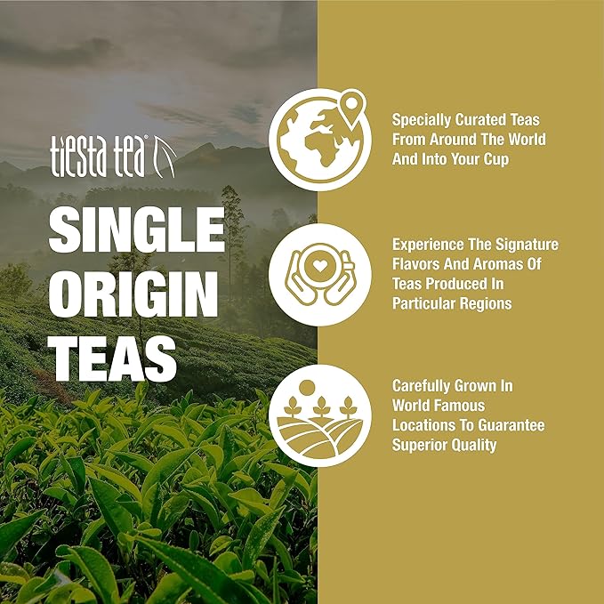 Tiesta Tea - Single Origin Tea Sampler Dry Flight Set Loose Leaf High to Low Caffeine Makes Hot &amp Iced Assorted Brew Sets with Green White Black &amp Oolong 7 Resealable Sample Pouches