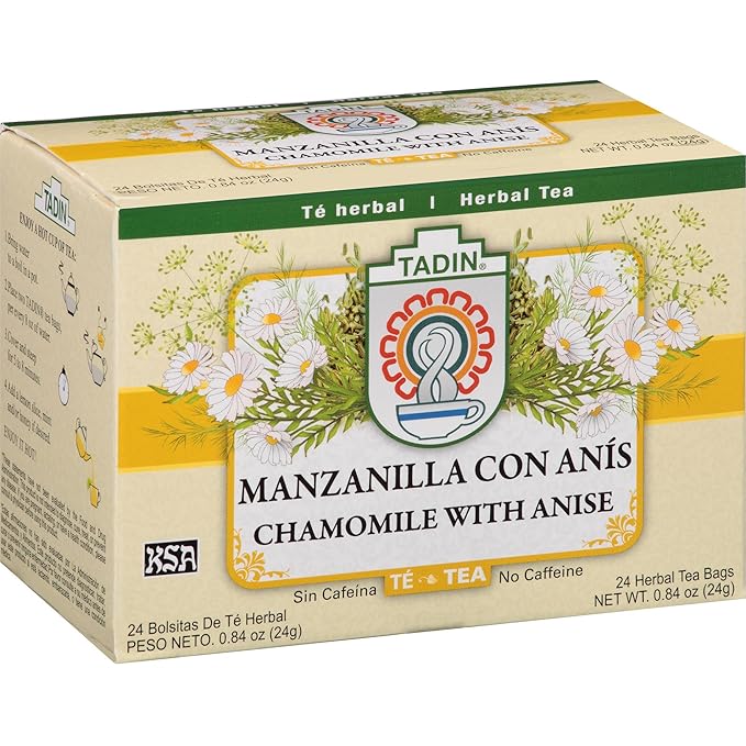 Tadin Tea Manzanilla/Anis (Chamomile with Anisse) Tea 24-Count Tea Bags (Pack of 12)