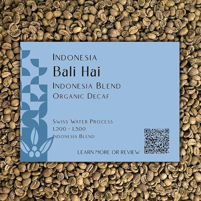 Current Crop Roasting Shop Bali Hai Organic Decaf Coffee Beans – Unroasted Green Coffee – Swiss Water Process – Indonesia Blend – Smooth &amp Balanced with Cocoa &amp Marshmallow Notes - 10 Pound Ba