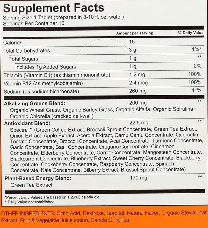 Amazing Grass Fizzy Green Tablets Energy Tropical: Greens + Green Tea Caffeine Water Flavoring Tablet with Antioxidants 60 Count