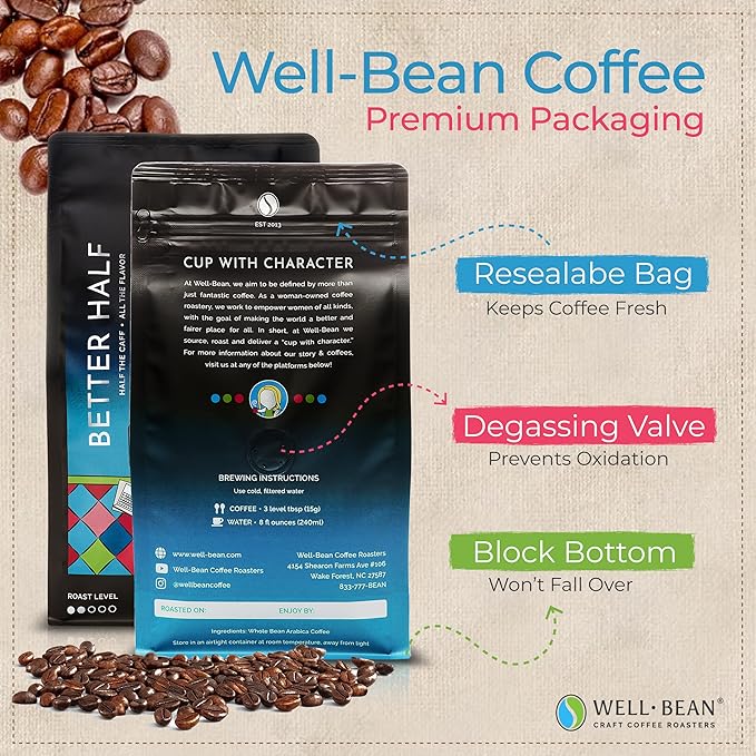 Better Half Whole Bean HALF CAFF Light Roast Swiss-Water-Processed 2 lb bag